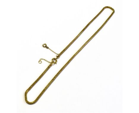 9CT GOLD SNAKE LINK CHAIN NECKLACE 40cm long x 2.3mm wide, sinuous snake link chain with bolt ring clasp and safety chain att
