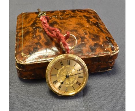 18CT GOLD OPEN FACE POCKET WATCH 40.5mm diameter case, with intricately engraved dust cover and sides, engine turned dial wit