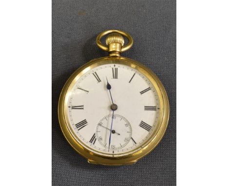 ANTIQUE 18CT GOLD OPEN FACE POCKET WATCH 51.7mm diameter, dust cover hallmarked 18 London 1947, sponsors mark 'M S', case num