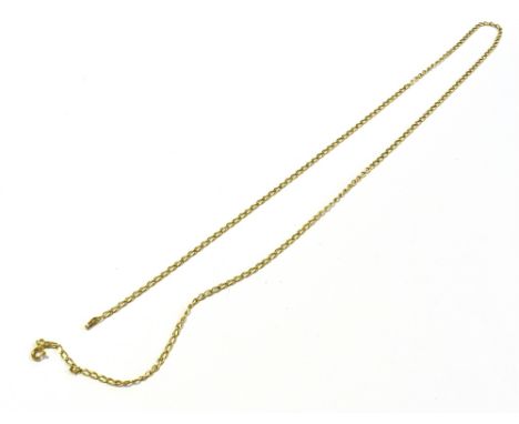 9CT GOLD CHAIN NECKLACE 61cm long x 2.3mm wide, filed curb link chain with stirrup cuff ends and bolt ring clasp.  Hallmarked
