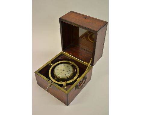 Early 19th Century mahogany cased two day marine chronometer by Finer and Newland, London, No. 333, the 3in silvered dial wit