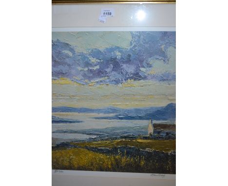 Alan Cotton, artist signed Limited Edition coloured print, landscape with a cottage, No. 56 of 850, 19.5ins x 19.5ins, gilt f