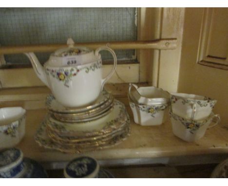 Victoria china, Art Deco porcelain tea service with floral printed decoration