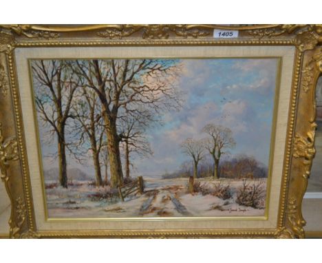 Gerard Temple, 20th Century oil on canvas, rural landscape with a wooden gate to the foreground, signed, 11.5ins x 15.5ins, g