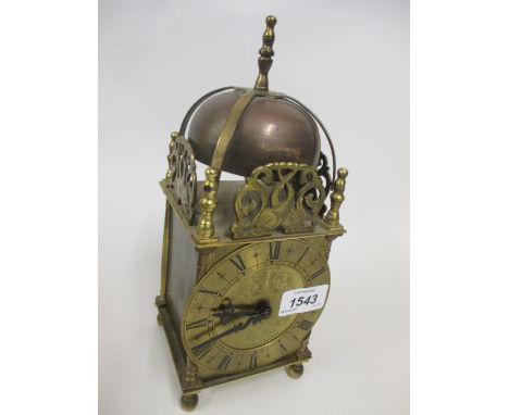 Reproduction brass lantern form mantel clock with electric movement