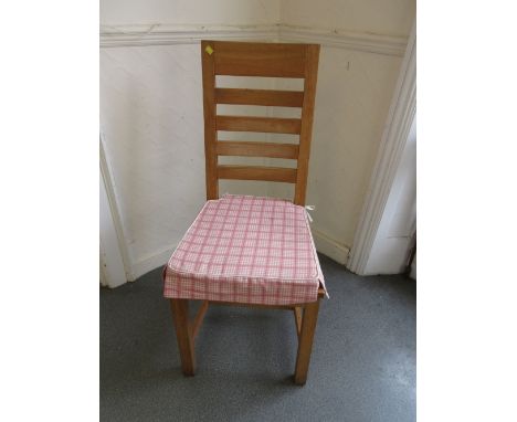 Pair of modern oak ladder back side chairs