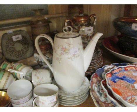 Japanese eggshell part tea service and a set of four Tuscan porcelain coffee cups and saucers, together with a Noritake porce