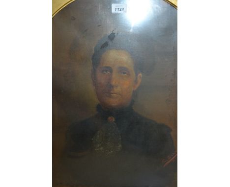 E. Schwarz, 19th Century oil on canvas, head and shoulder portrait of a Victorian lady, together with two oil on canvas, land