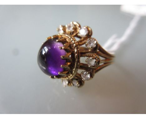 9ct Gold and amethyst set ring