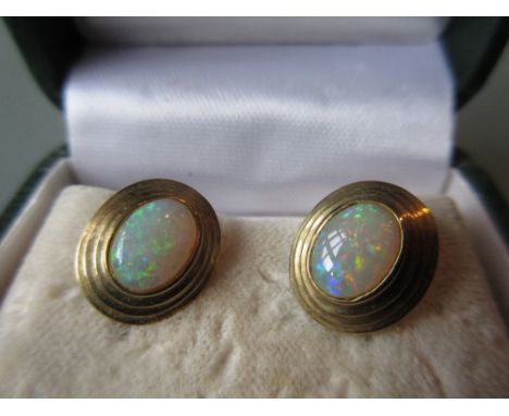 Pair of 9ct gold opal set stud earrings