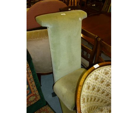 Victorian upholstered prie dieu chair on bobbin turned supports