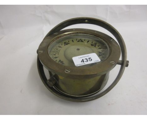 Early 20th Century brass cased ships gimbal compass (lacking box)