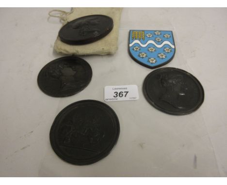 Group of three 19th Century bronzed medallions, Napoleon, Josephine and Marie Louise, together with a circular Boer Noissi po