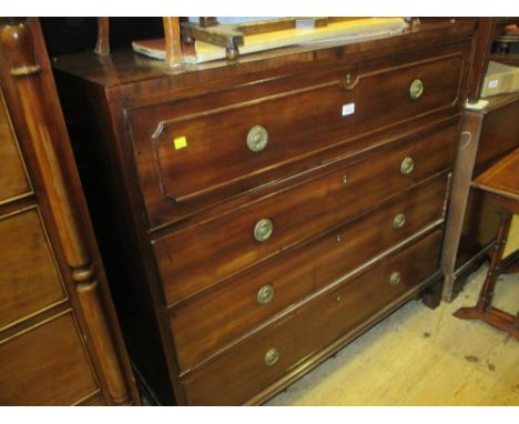 George III mahogany straight front secretaire chest with a fitted drawer above three further graduated drawers raised on brac