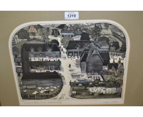 Graham Clarke, signed artist's proof etching, entitled ' Wimpole Home Farm ', 10.5ins x 13.5ins