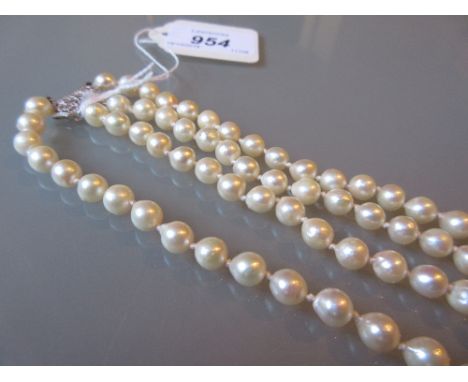 Double row uniform cultured pearl necklace with a 14ct white gold clasp