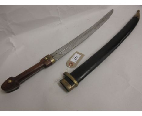 Small Russian sabre with leather scabbard, the blade inscribed and dated 1916