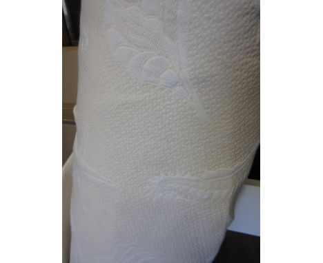 Large roll of shell motif cream fabric, together with a quantity of various curtains