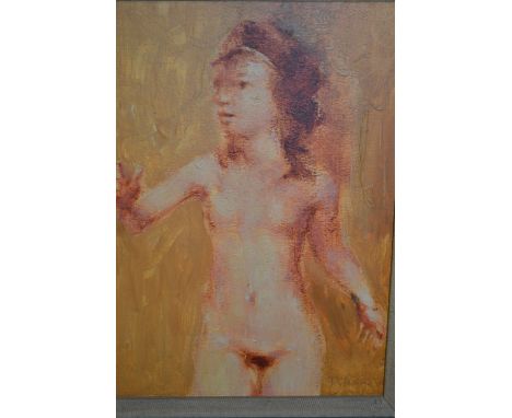 Mid 20th Century oil on board, portrait of a female nude, signed Taylor, 8.5ins x 6ins