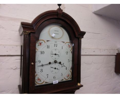 19th Century mahogany longcase clock having arched hood with painted dial, the dial inscribed Smith, Chatham, having Arabic n