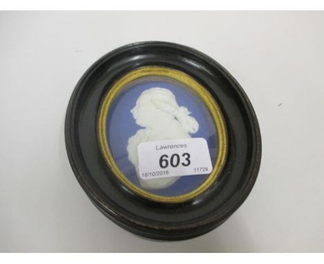 19th Century oval Wedgwood blue Jasperware plaque, profile portrait of the Prince Regent