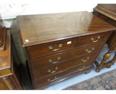George III mahogany straight front chest, the moulded top above two short and three long drawers with knob handles and bracke
