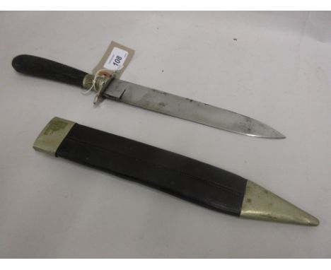 American dagger with leather scabbard, the blade inscribed C.S.A.