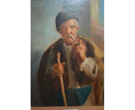 19th Century East European school, oil painting, portrait study