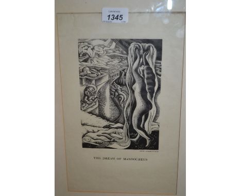 Leon Underwood, woodcut print, entitled ' The Dream of Mardocheus ', 11.5ins x 7.5ins including margins