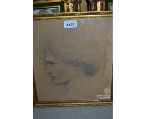 Small gilt framed black and white print, head and shoulder profile portrait of the pianist, Padereivski, 11ins x 10ins
