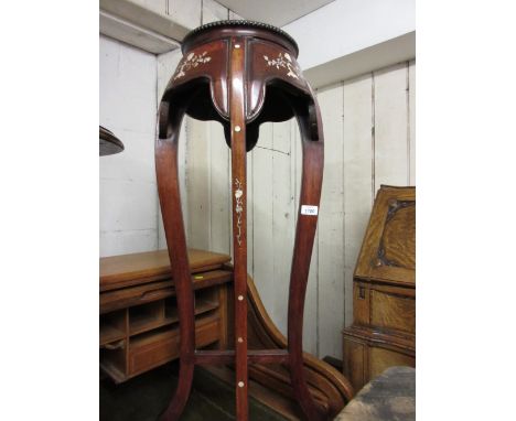 20th Century Chinese hardwood mother of pearl inlaid jardiniere stand