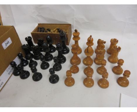 Staunton pattern boxwood chess set together with another chess set