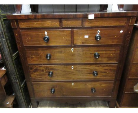 Early 19th Century mahogany and line inlaid straight front chest with concealed drawers above two short and three long furthe