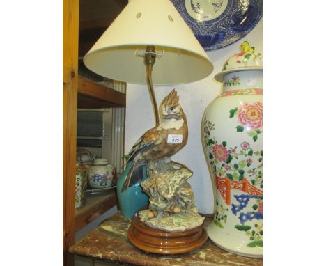 Large Capo di Monte bird form table lamp with shade