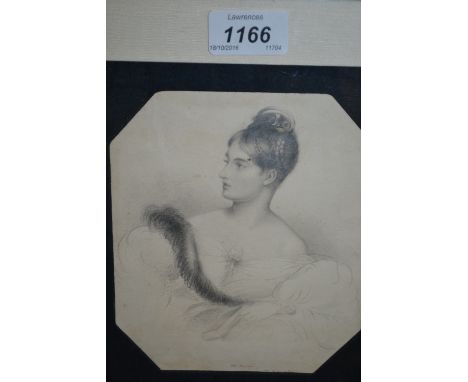 19th Century English school, pencil drawing, portrait of a lady, inscribed Mrs Norton