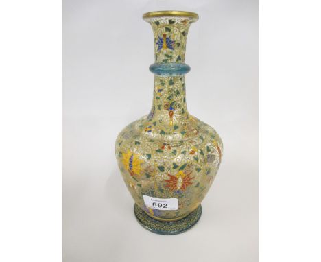 Moser Bohemian glass carafe / decanter with all-over floral enamelled decoration with coloured insects and butterflies, 9.75i