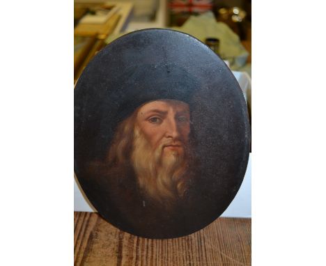 19th Century oval head and shoulder portrait of a bearded gentleman, oil on prepared board, bearing label and inscription ver