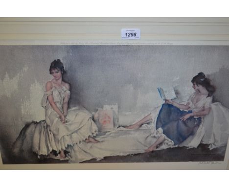 Sir William Russell Flint, artist signed coloured print, two female figures, published 1967 by Frost and Reed, 12ins x 21.5in