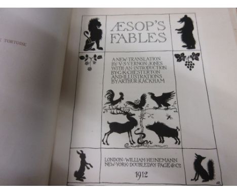 One volume'  Aesop's Fables ' illustrated by Arthur Rackham, signed, Limited Edition No. 744 from 1450, the cream cloth bindi