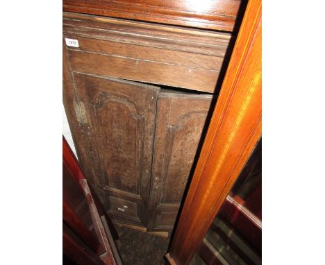 Early 19th Century oak hanging corner cabinet having two panelled doors enclosing shelf interior (a/f)