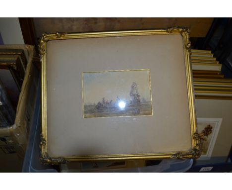 Group of five small framed watercolours together with a framed print