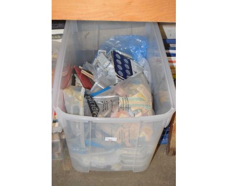 Box containing large quantity of cigarette cards, mounted coins, cigarette card albums etc