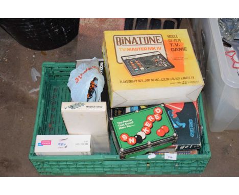 Box of various vintage Binotone TV game etc