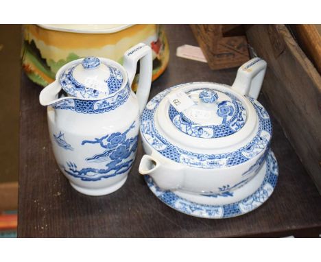 A Till &amp; Sons Bursulem blue and white teapot and stand and matching coffee pot