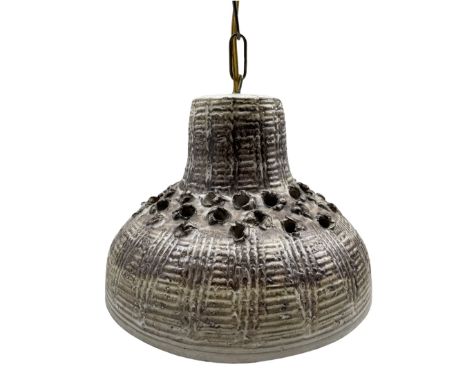 1960's/ 70's Danish pierced pottery light shade, H22cm