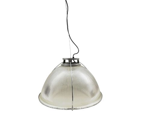 Dutch Design Hollands Licht (Eikelenboom Est.1968) industrial style pressed glass and aluminium pendant light fitting, D55cm 