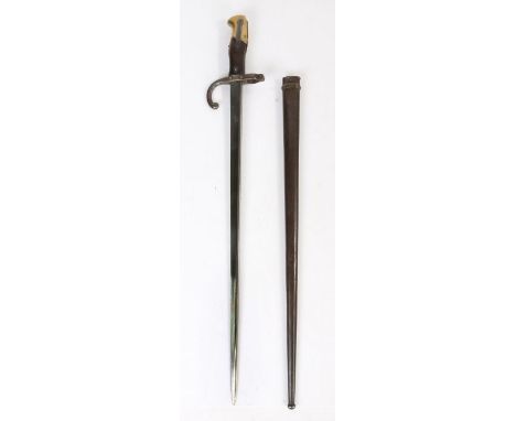 French M1874 Gras Bayonet made in Austria by the maker Steyr for the Greek military, blade spine marked 'Waffenfabrik Steyr 1