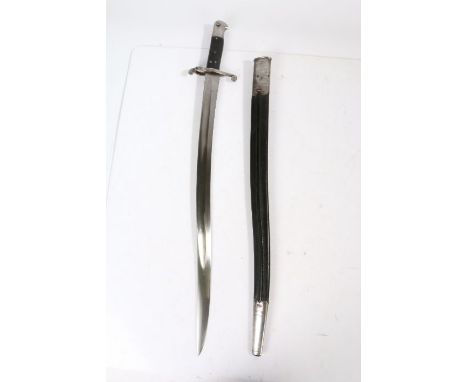 British 1856 Pattern Yataghan Sword Bayonet by Charles Reeves &amp; Co of Birmingham, single fullered steel Yataghan blade wi