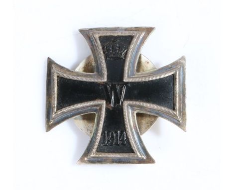 German 1914 Iron Cross 1st Class, private purchase screwback example, vaulted, reverse of cross stamped with small number '2'