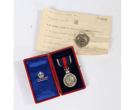 Edward VII 1902 Coronation Medal in silver, the reverse engraved 'Captain W. Houghton, The Kings Own', together with a First 